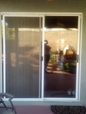 Before- Old Sliding Glass Door - Replacement Windows ~ Sunscreens